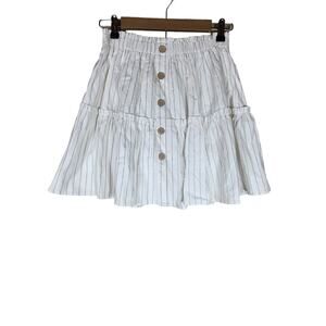 HEM & THREAD NEW White Gray Stripe Boho Hippie Above the Knee Skirt NWT SZ M